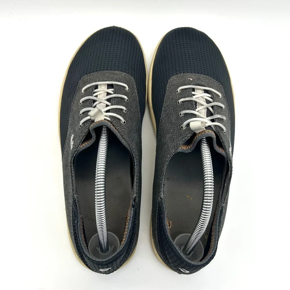 Olukai Nohea Moku Sneakers Mens Size 10 Black Charcoal Mesh Boat Shoes Casual